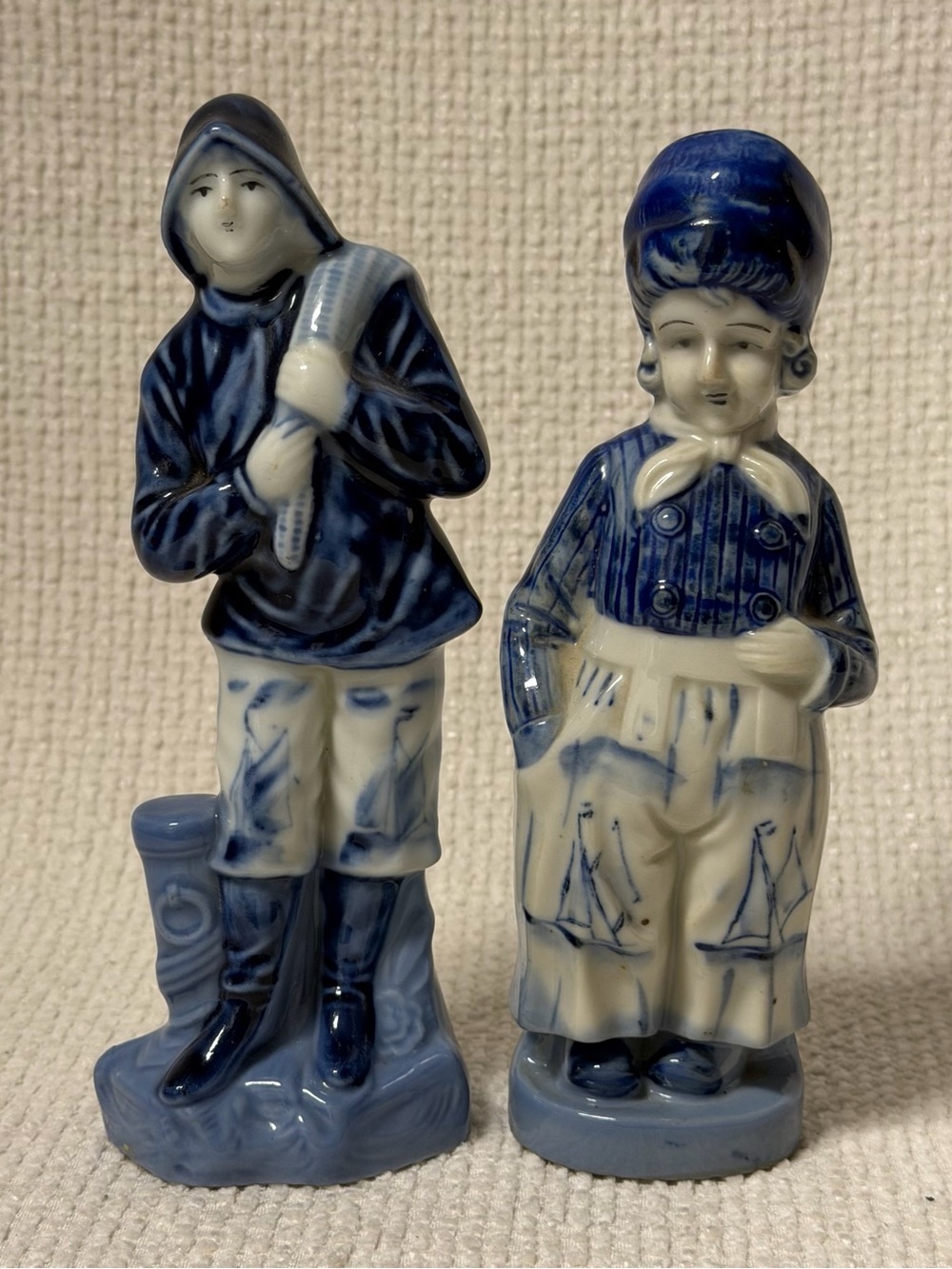 Vintage Blue and White Ceramic Dutch Figurines,  JAPAN